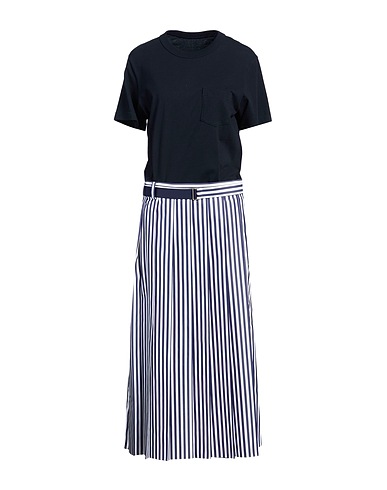 SACAI Long dress Midnight blue 100% Cotton, Polyester