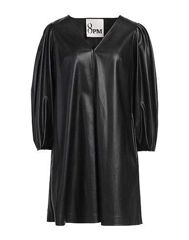 8PM Short dress Black 60% Polyurethane, 40% Polyester