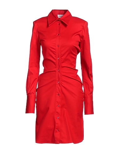MCQUEEN Shirt dress Red 95% Cotton, 5% Elastane
