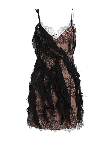 ALBERTA FERRETTI Sheath dress Black 100% Silk, Polyamide, Feathers