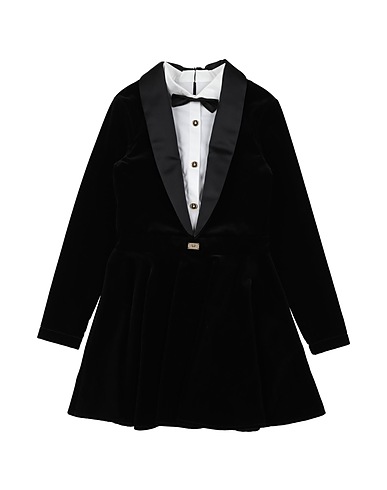 ELISABETTA FRANCHI Hemdkleid LA MIA BAMBINA Schwarz 99% Baumwolle, 1% Elastan, Polyester