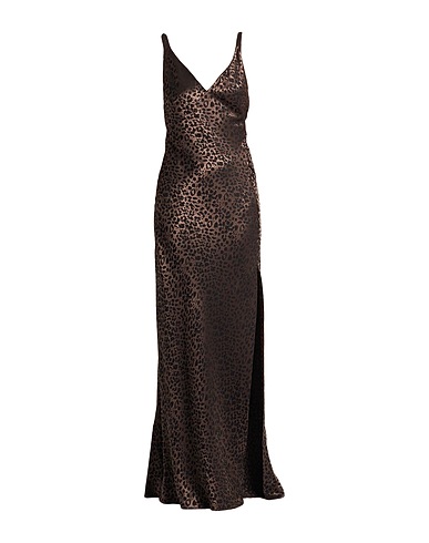 MCQUEEN Long dress Dark brown 60% Viscose, 40% Silk