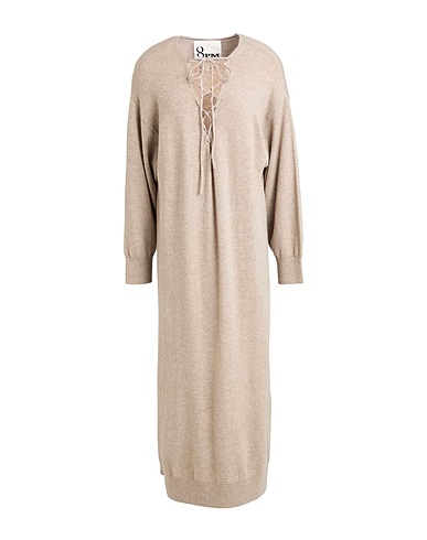 8PM Midi dress Beige 70% Wool, 30% Cashmere