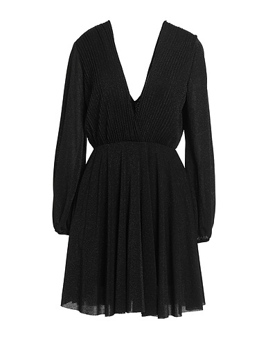 SOLOTRE Short dress Black 65% Viscose, 15% Polyamide, 15% Polyester, 5% Elastane