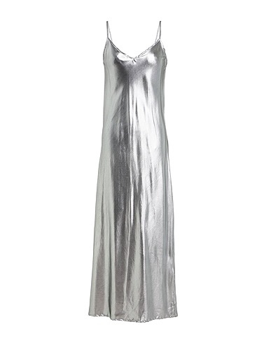 PINK MEMORIES Midi dress Silver 95% Viscose, 5% Elastane