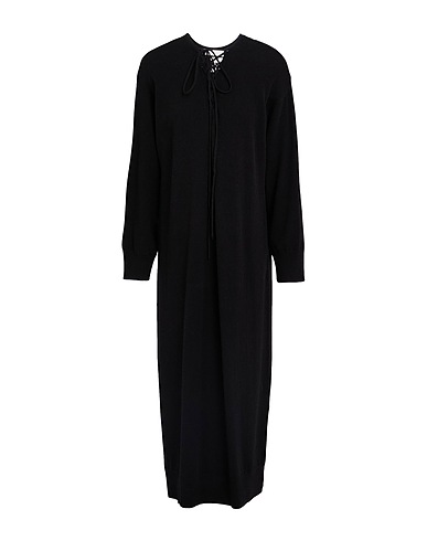 8PM Midi dress Black 70% Wool, 30% Cashmere