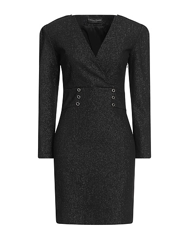 CRISTINA GAVIOLI Minivestido Negro 52% Poliéster, 41% Algodón, 4% Elastán, 3% Otras Fibras