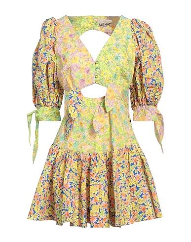 ALÉMAIS Vestito corto Giallo 100% Cotone
