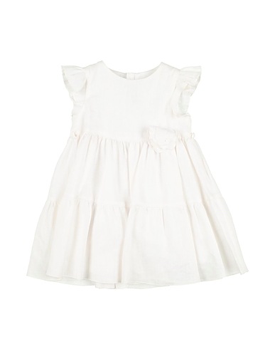 LITTLE BEAR Babykleid Weiß 100% Leinen