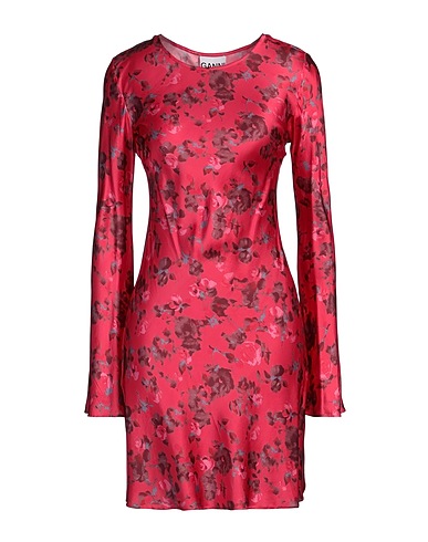 GANNI Short dress Fuchsia 95% Recycled viscose, 5% Elastane