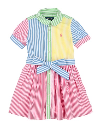 POLO RALPH LAUREN Dress STRIPED COTTON FUN SHIRTDRESS Magenta 100% Cotton