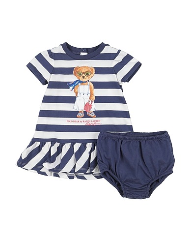 POLO RALPH LAUREN Baby dress STRIPED POLO BEAR COTTON DRESS & BLOOMER
 White 100% Cotton