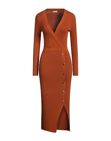 LIU •JO Midi dress Brown 80% Viscose, 20% Nylon