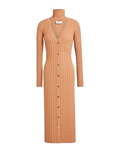 ELISABETTA FRANCHI Midi dress Camel 71% Viscose, 18% Polyamide, 11% Polyester