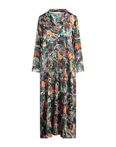 MOMONÍ Vestito midi Verde 93% Seta, 7% Elastan
