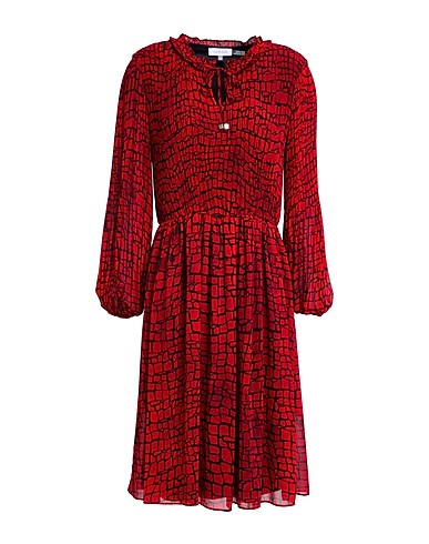 CALVIN KLEIN Midi-Kleid Rot 100% Polyester