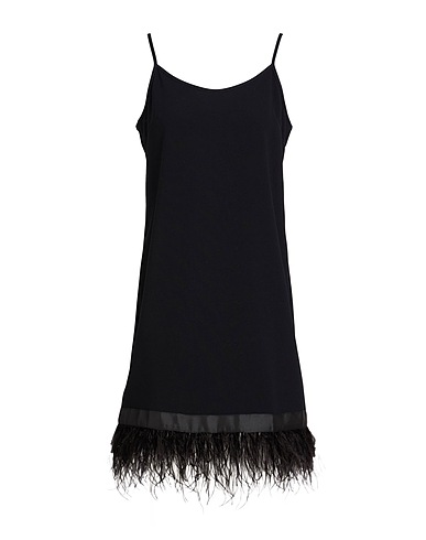TWINSET Vestito corto Nero 100% Poliestere, Piume di struzzo