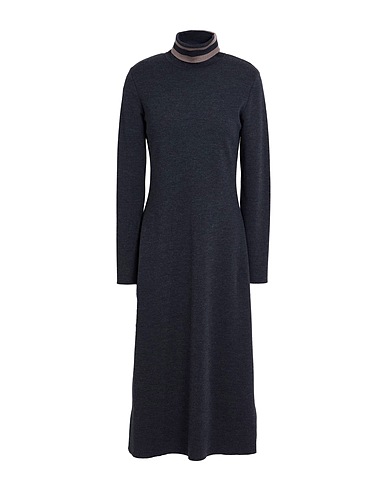 PUROTATTO Midi-Kleid Braungrau 100% Merinowolle