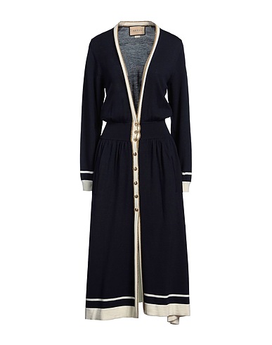 GUCCI Long dress Midnight blue 100% Wool, Polyamide, Metallic fiber, Elastane