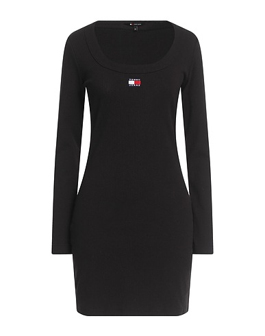 TOMMY JEANS Short dress Black 96% Cotton, 4% Elastane