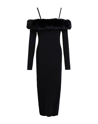 NO SECRETS Midi dress Black 50% Viscose, 28% Polyester, 22% Polyamide