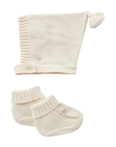 EMPORIO ARMANI Baby accessories set Cream 70% Cotton, 30% Virgin Wool