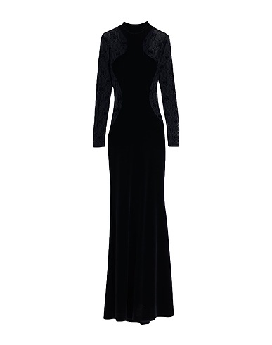 ELISABETTA FRANCHI Long dress RED CARPET Black 90% Polyester, 10% Elastane, Polyamide