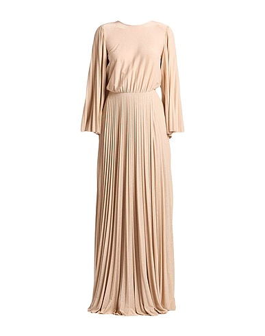 ELISABETTA FRANCHI Long dress RED CARPET Beige 63% Viscose, 17% Polyester, 15% Polyimide, 5% Elastane