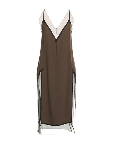 AMI ALEXANDRE MATTIUSSI Vestido lencero Café 73% Acetato, 27% Viscosa, Seda
