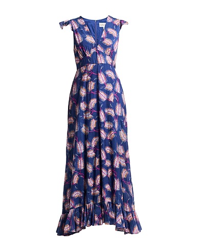 SALONI Long dress Navy blue 70% Cotton, 30% Silk