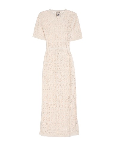 SEMICOUTURE Long dress Cream 84% Cotton, 16% Polyamide