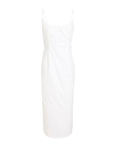 ROTATE BIRGER CHRISTENSEN Midi dress White 70% Organic cotton, 28% Polyamide, 2% Elastane