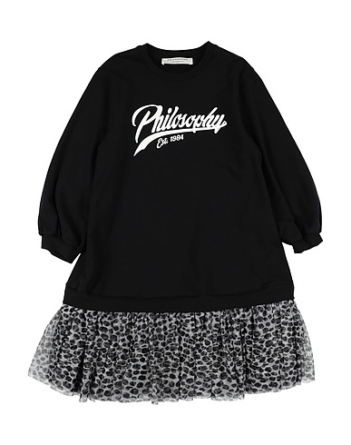 PHILOSOPHY di LORENZO SERAFINI Dress KIDS Black 94% Cotton, 6% Elastane, Polyester