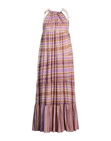 FERRANTE Long dress Purple 55% Linen, 45% Viscose