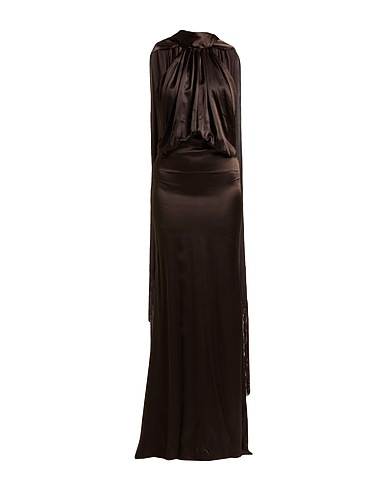 THE ATTICO Long dress Dark brown 100% Silk, Viscose