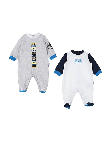BIKKEMBERGS Baby jumpsuit Grey 95% Cotton, 5% Elastane
