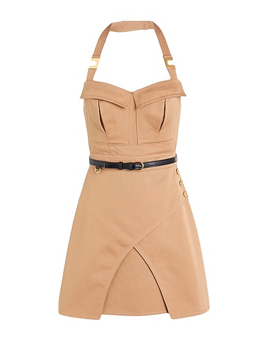 ELISABETTA FRANCHI Short dress Camel 100% Cotton, Polyester, Polyamide