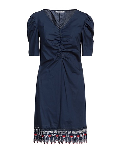 VIVETTA Short dress Midnight blue 97% Cotton, 3% Elastane