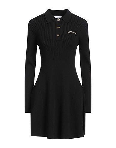 GANNI Short dress Black 55% Recycled viscose, 43% Polyamide, 2% Elastane