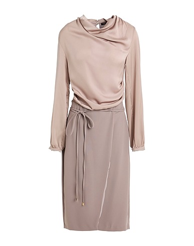 ANNARITA N Midi dress Taupe 100% Polyester, Elastane