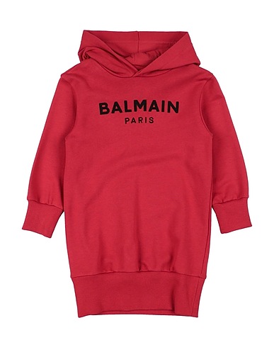 BALMAIN Dress Brick red 100% Cotton, Elastane, Acrylic