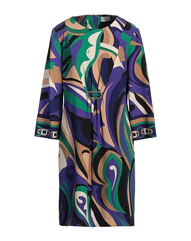 CLIPS MORE Short dress Green 94% Polyester, 6% Elastane