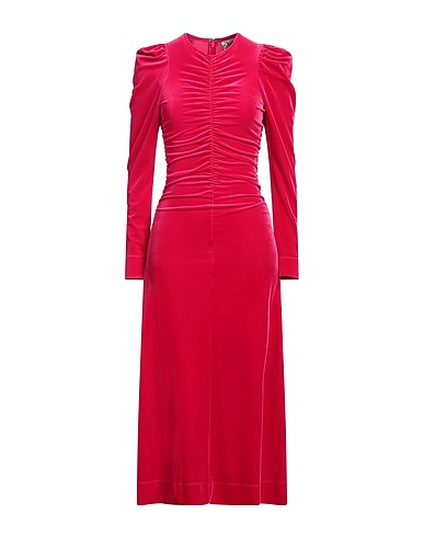 GANNI Vestito midi Fucsia 94% Poliestere, 6% Elastan