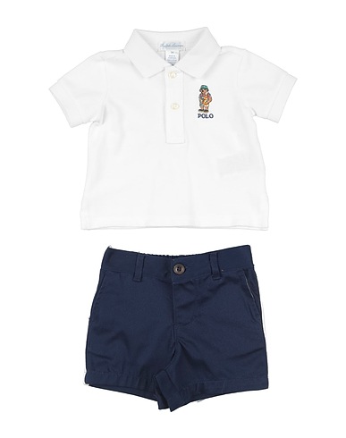 POLO RALPH LAUREN Baby co-ord BEAR COTTON POLO SHIRT & CHINO SHORT SET Midnight blue 100% Cotton