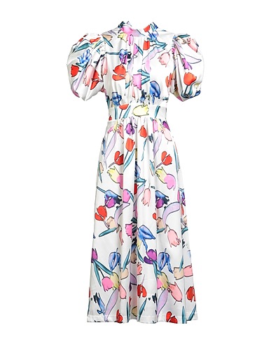 ROTATE BIRGER CHRISTENSEN Midi dress White 50% Recycled polyester, 47% Polyester, 3% Elastane