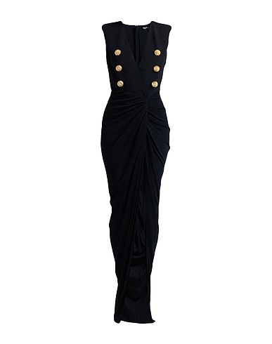 BALMAIN Long dress Black 100% Viscose, Polyamide, Elastane