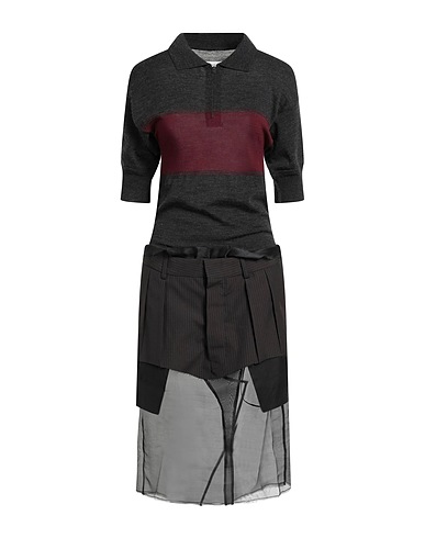 MAISON MARGIELA Midi dress Grey 72% Wool, 18% Polyamide, 10% Cotton