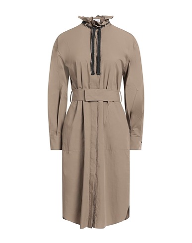 BRUNELLO CUCINELLI Midi dress Khaki 100% Cotton, Cashmere, Polyester