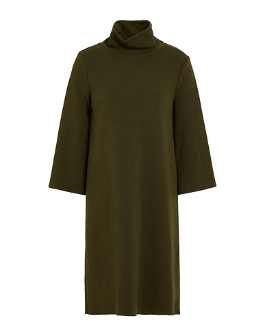 BASE MILANO Short dress Military green 95% Wool, 5% Polyester