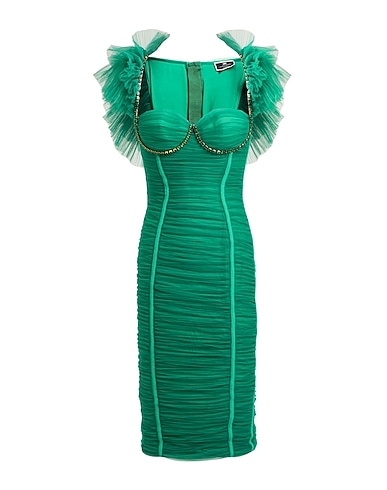 ELISABETTA FRANCHI Midi-Kleid Smaragdgrün 100% Polyamid, Elastan, Polyurethan